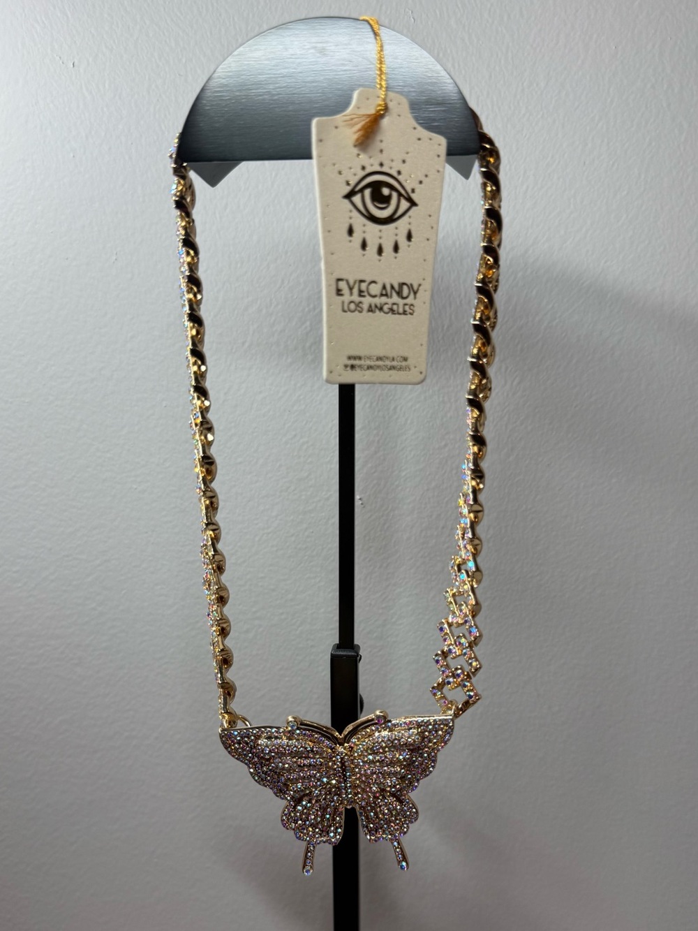 Eye Candy Gold Crystal Butterfly Necklace